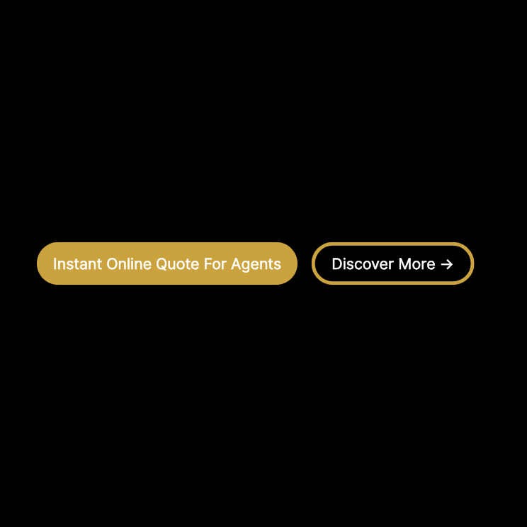Call-to-action module with two buttons: “Instant Online Quote for Agents” and “Discover More” on a black background.