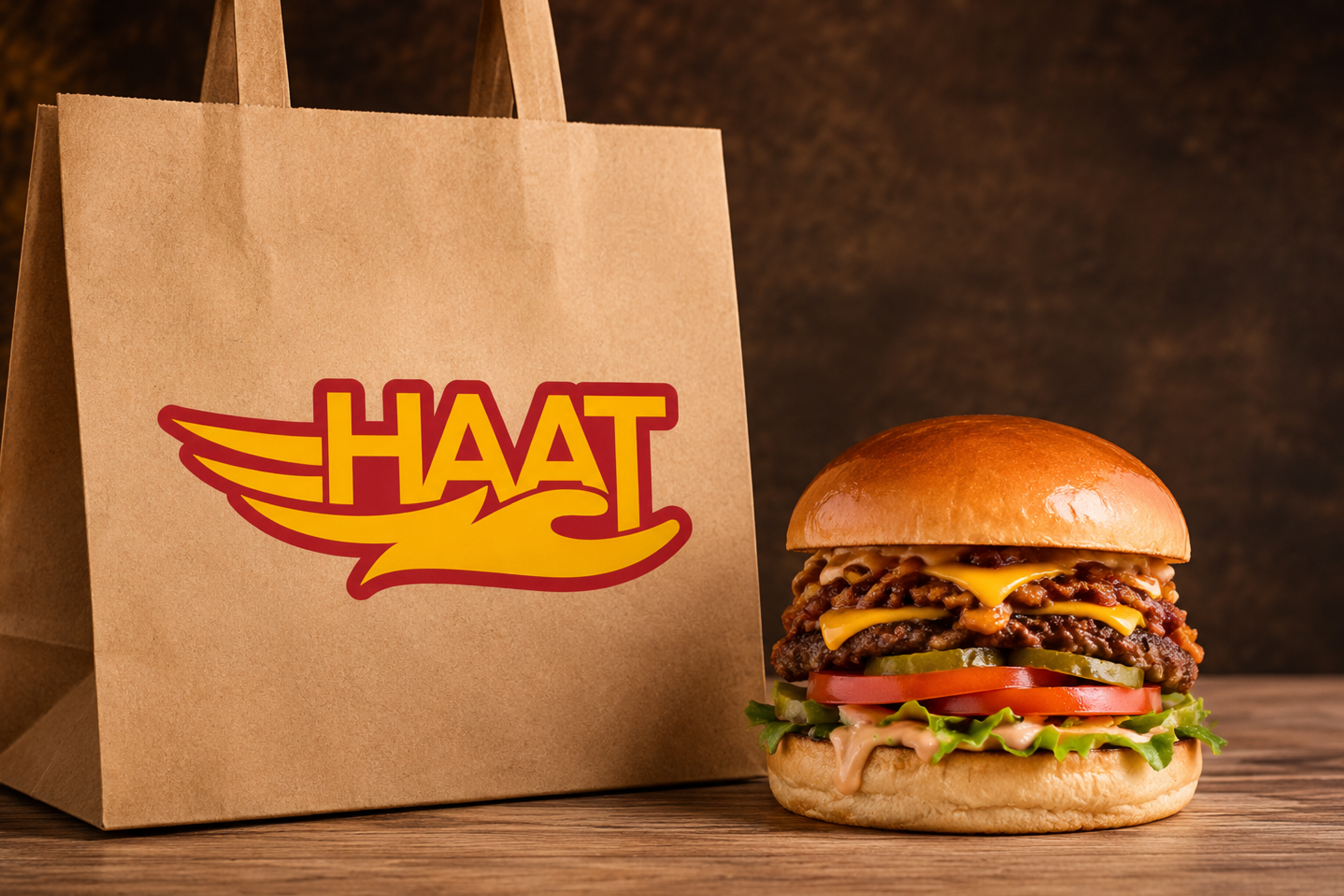 Hand holding a burger