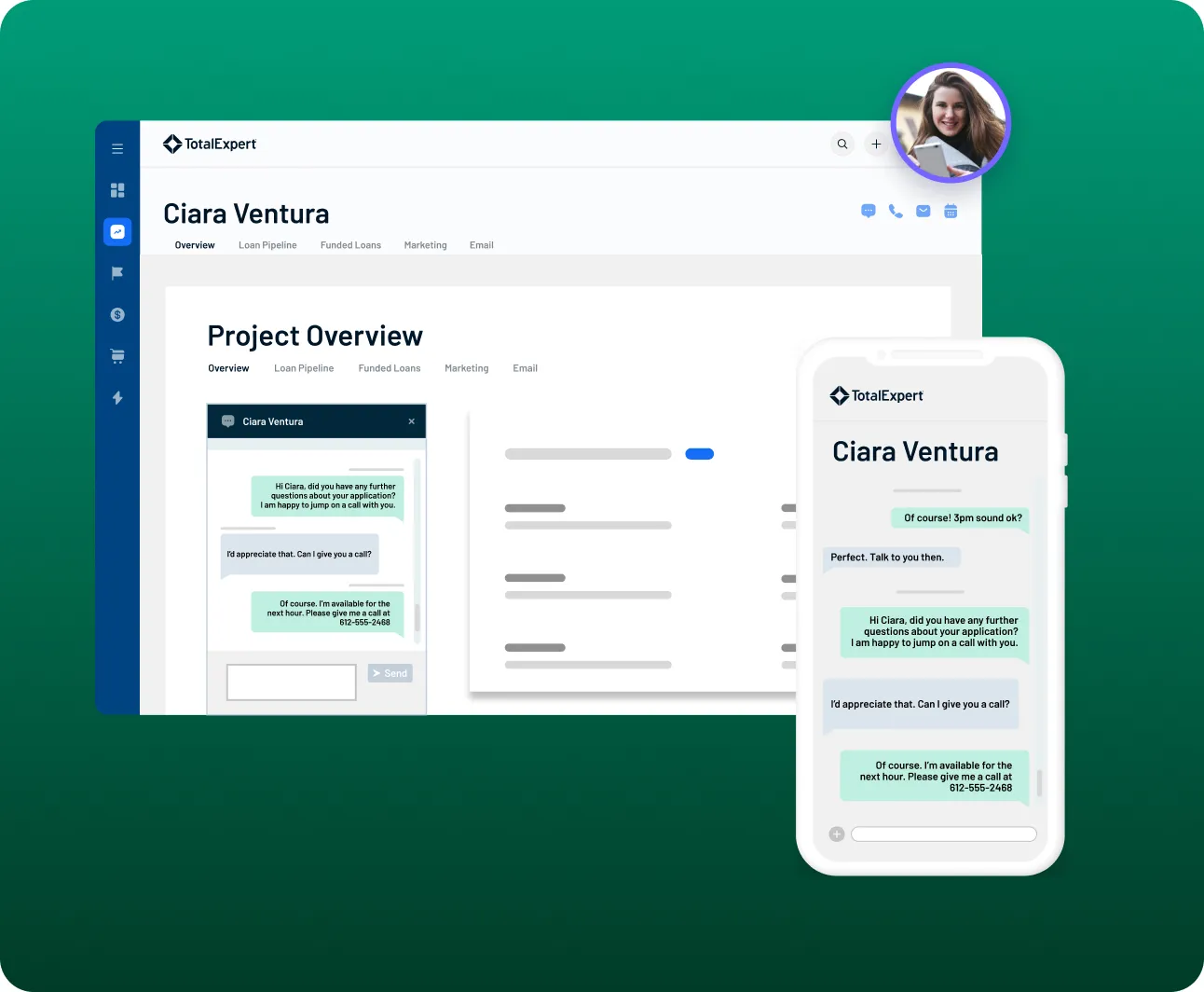 Project overview dashboard for Sierra Ventara displaying campaign details, tasks, and user profile photo