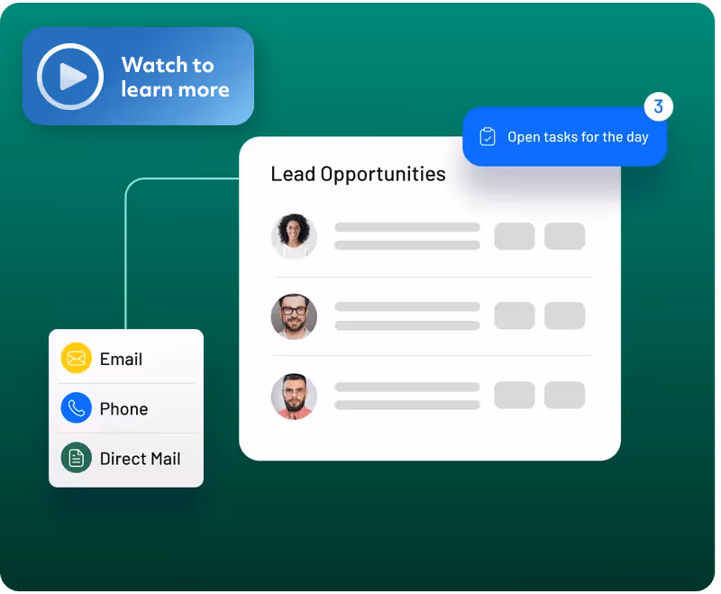Lead generation workflow with a play button to watch a short demo.