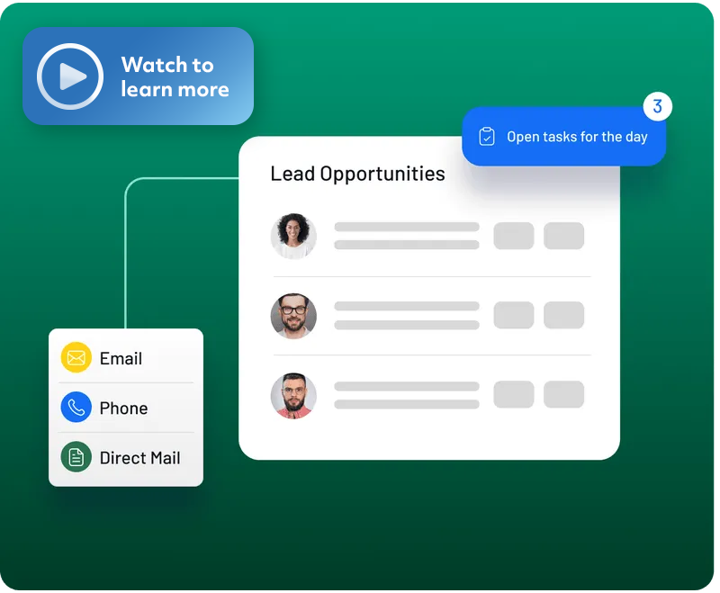 Lead generation workflow with a play button to watch a short demo.