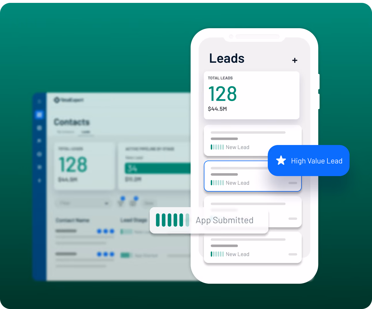 Easily see your leads on the mobile app.