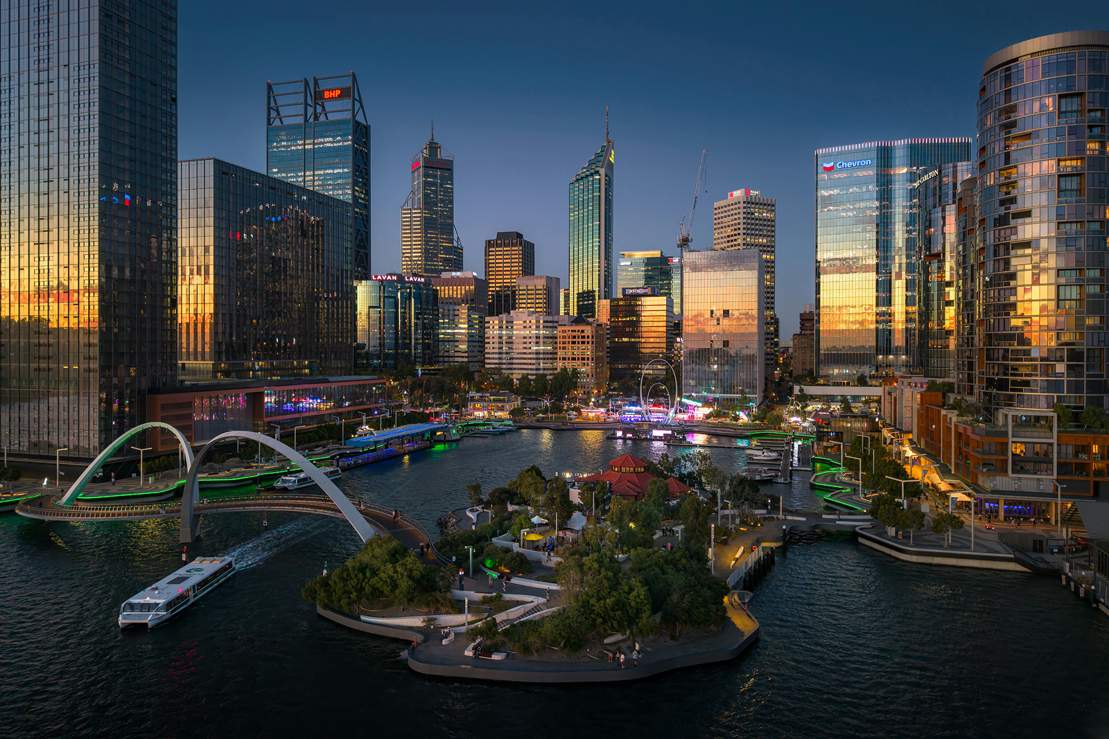 Aerial view of Elizabeth Quay in the Perth CBD WA