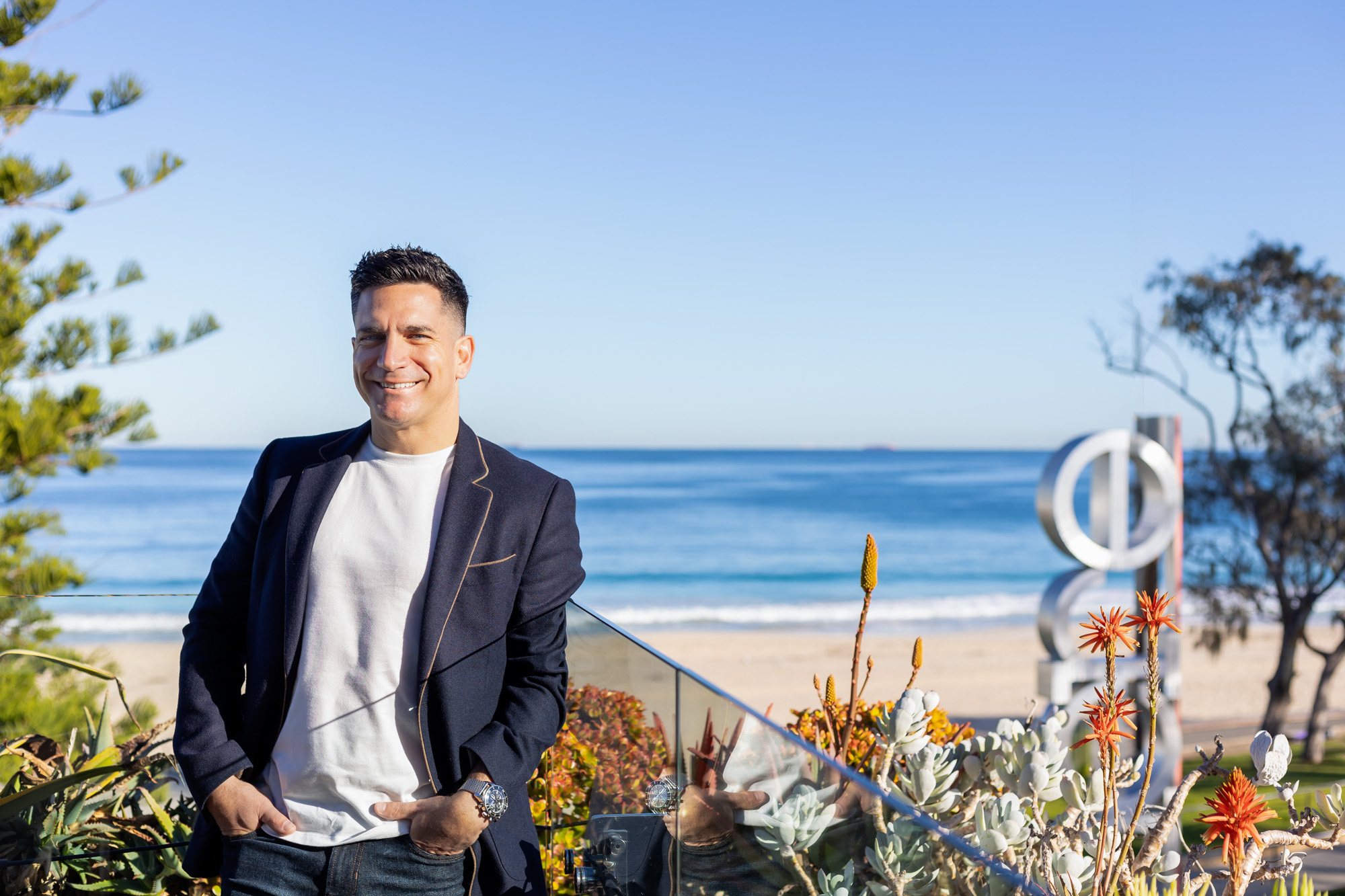 Chris Tonich welcoming buyers at a property viewing in Floreat