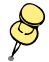 Yellow pushpin icon with black outlines.