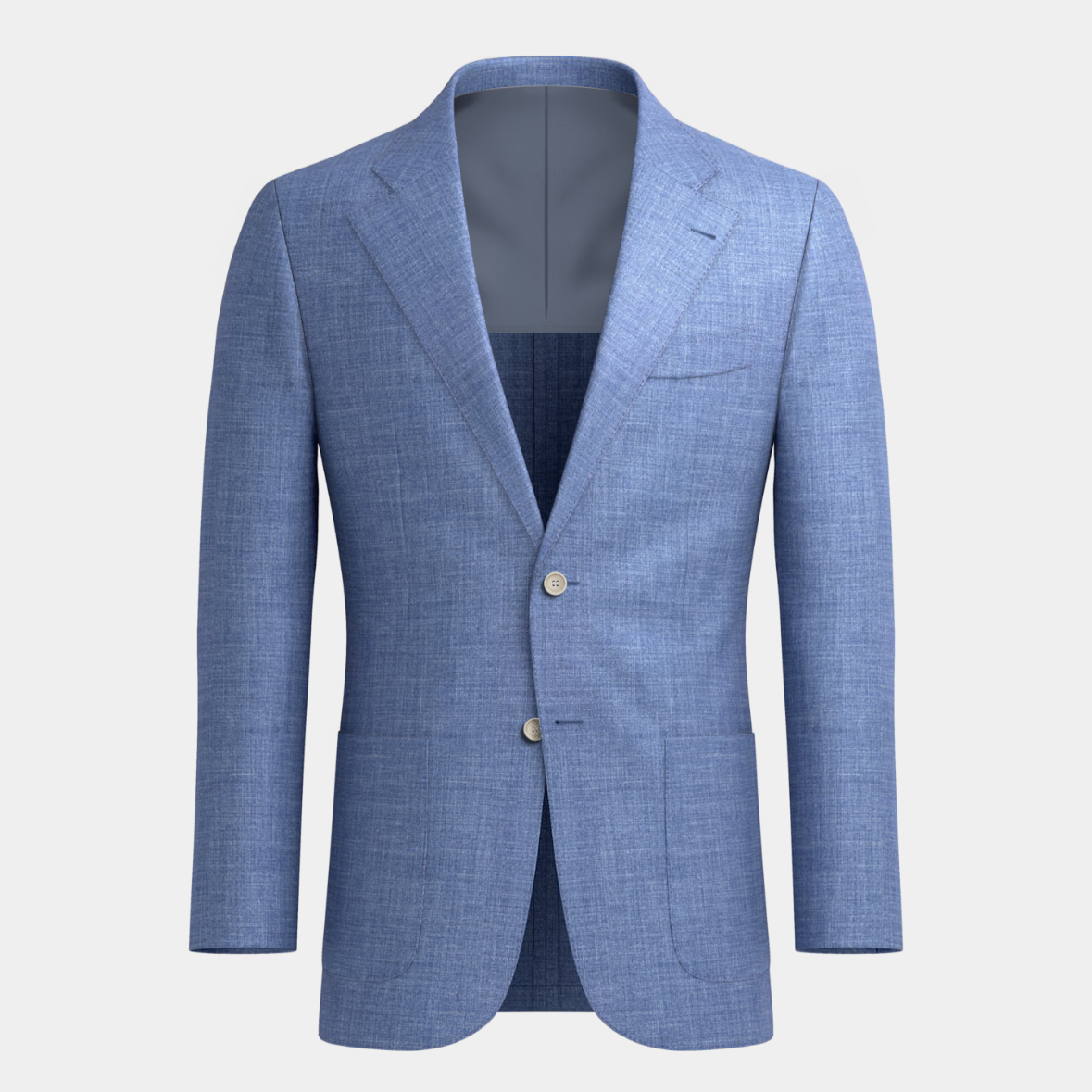 Light Blue Wool Silk Linen Suit