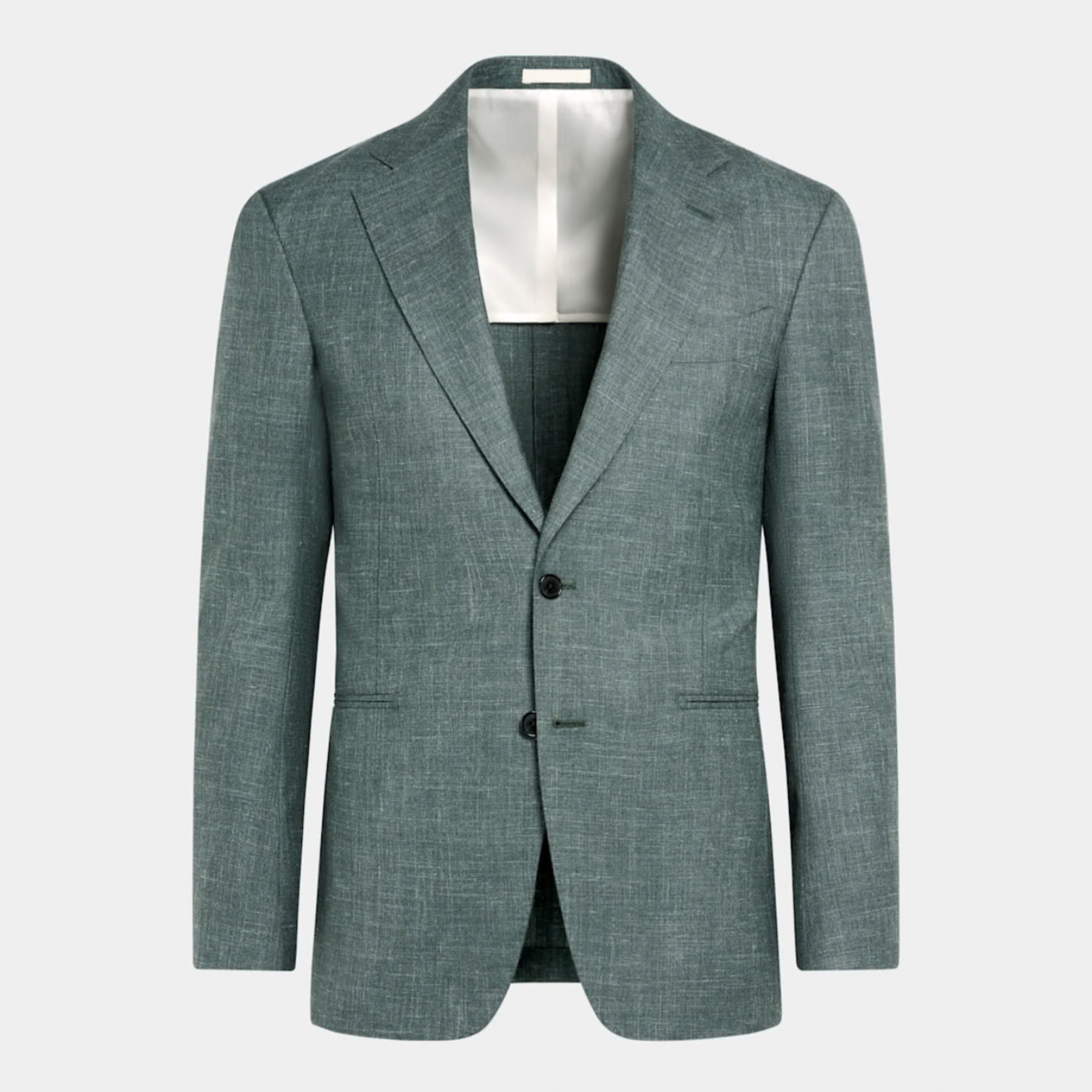 Green Wool Silk Linen Blazer