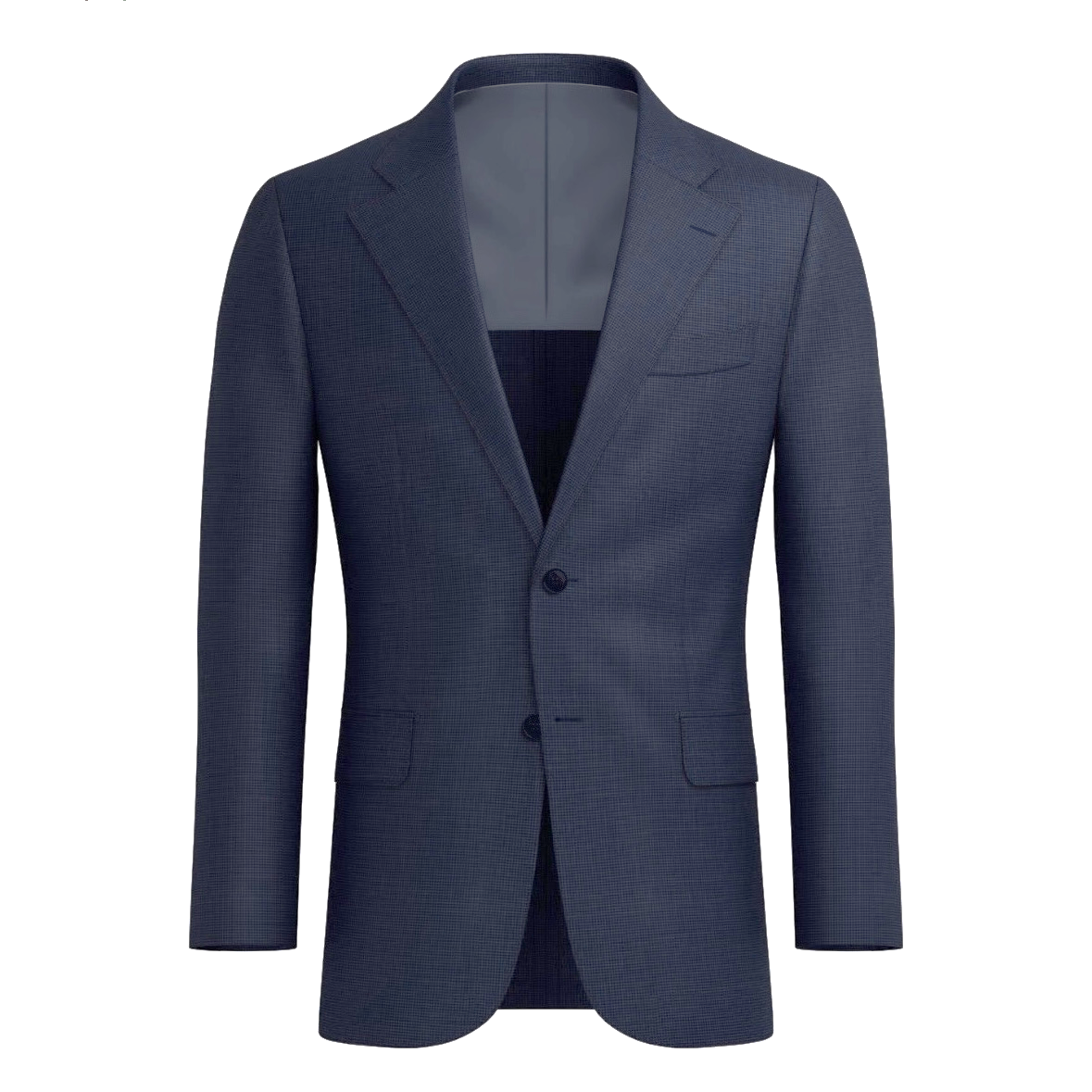 Blue Heringbone Wool Linen Suit