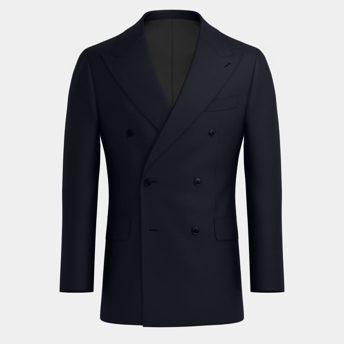 Dark Blue Double Breasted Peak lapel Suit