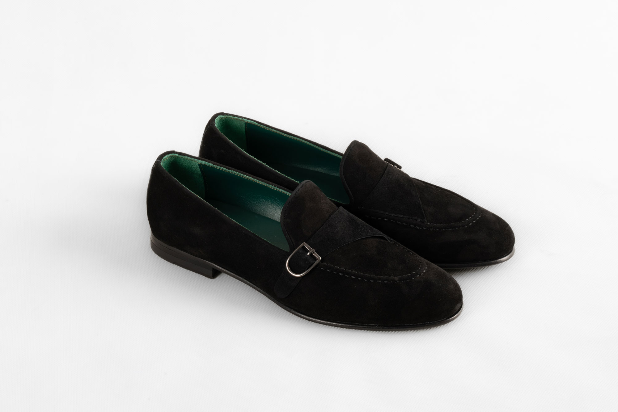 Black Suede Single Monck Strap Loafer