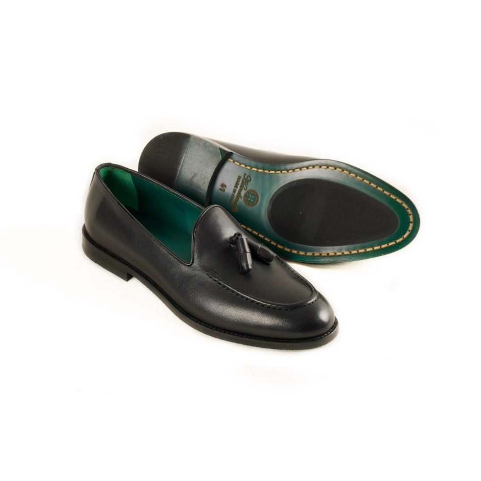 Black Leather Tassel Loafer