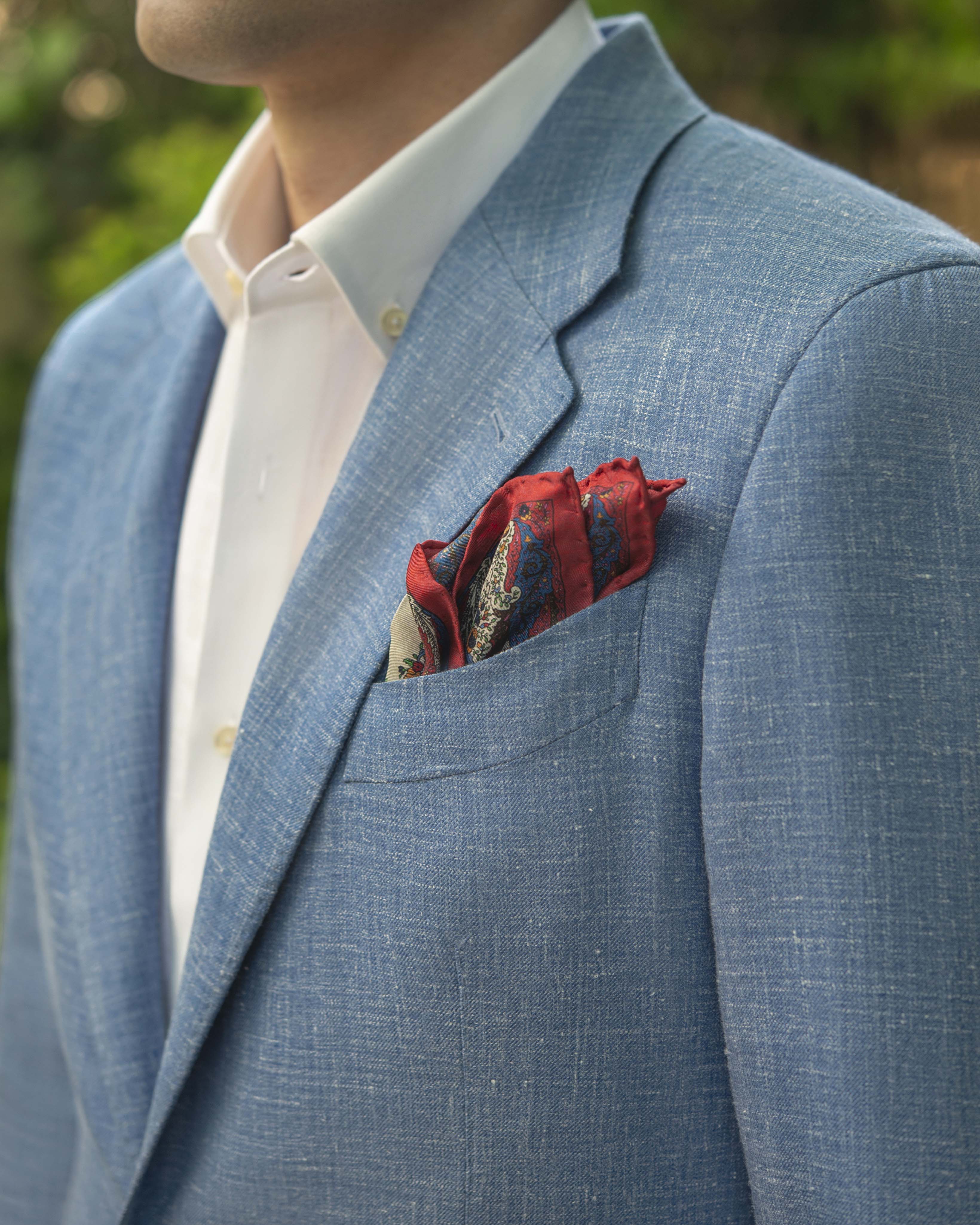 Light Blue Wool Silk Linen Suit