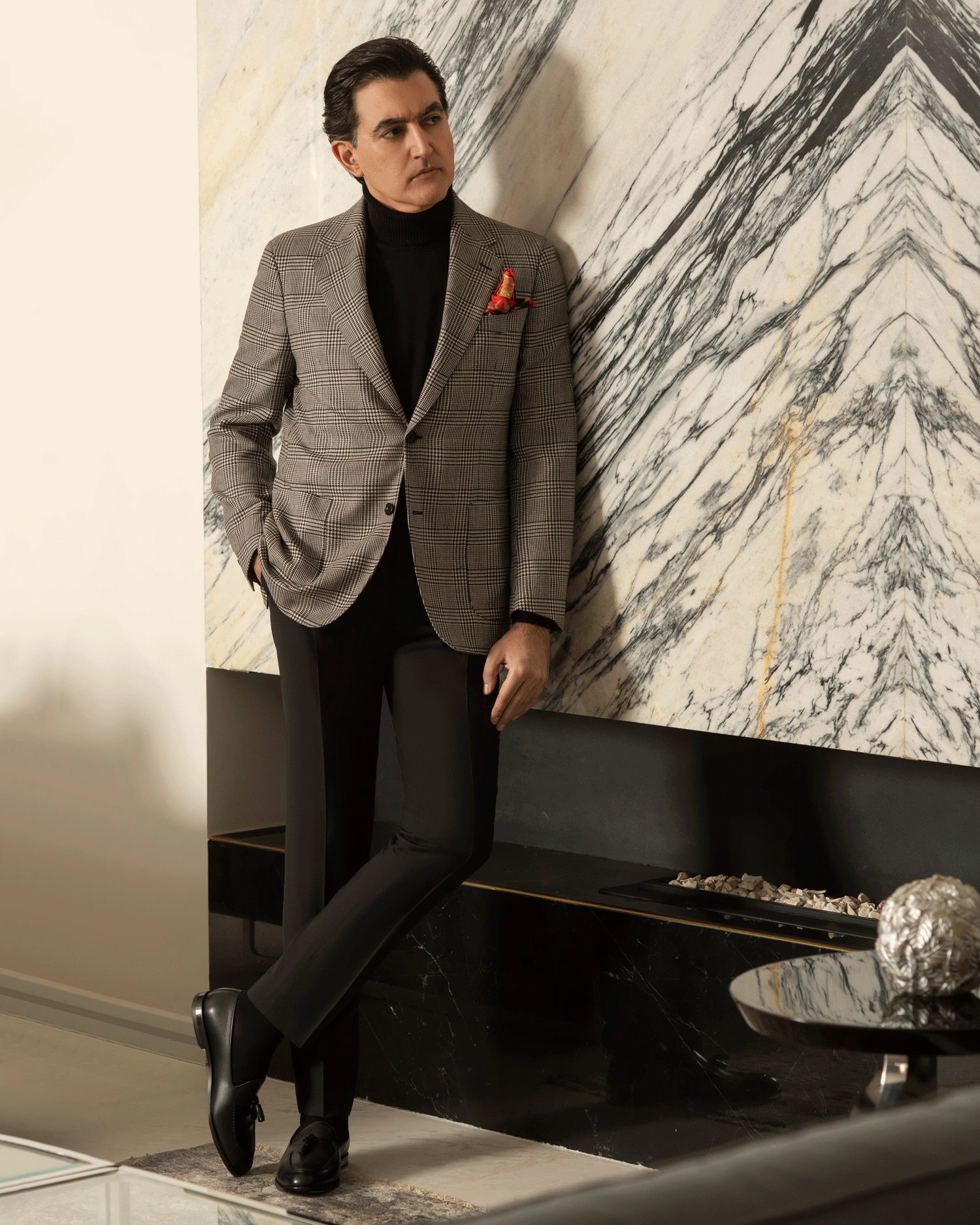 Black Checkered Fit Neapolitan Blazer
