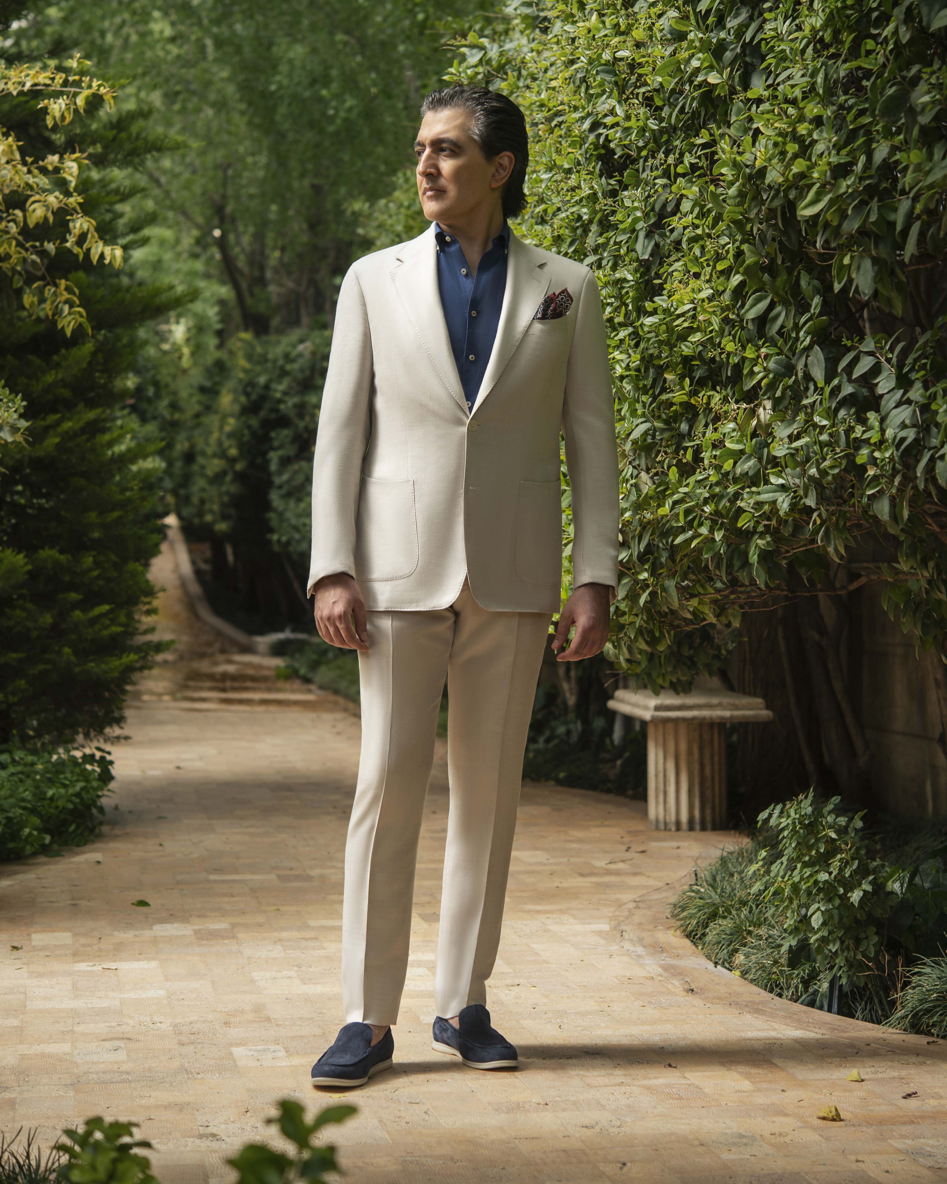Sand Herringbone Tailored Fit 