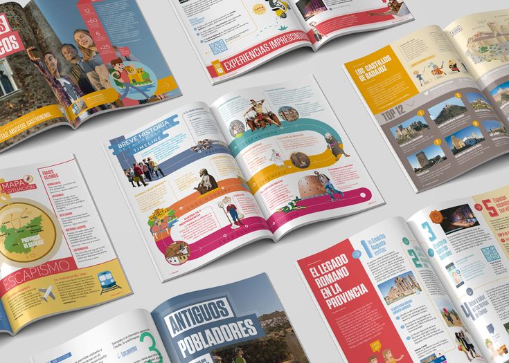 This may contain: an open brochure is shown with images of people in the background and text on it