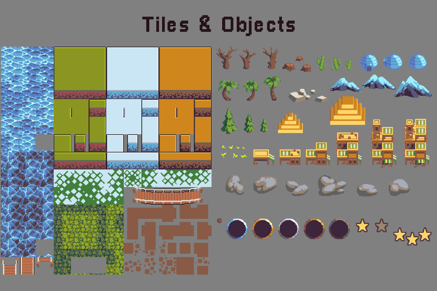 Level Map Assets Pixel Art by Free Game Assets (GUI, Sprite, Tilesets)