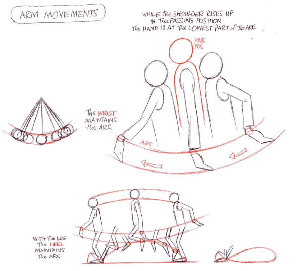 A page demonstrating arcs during body movement from the Animator’s ...