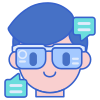 icon of a person wearing glasses that allow for mixed reality