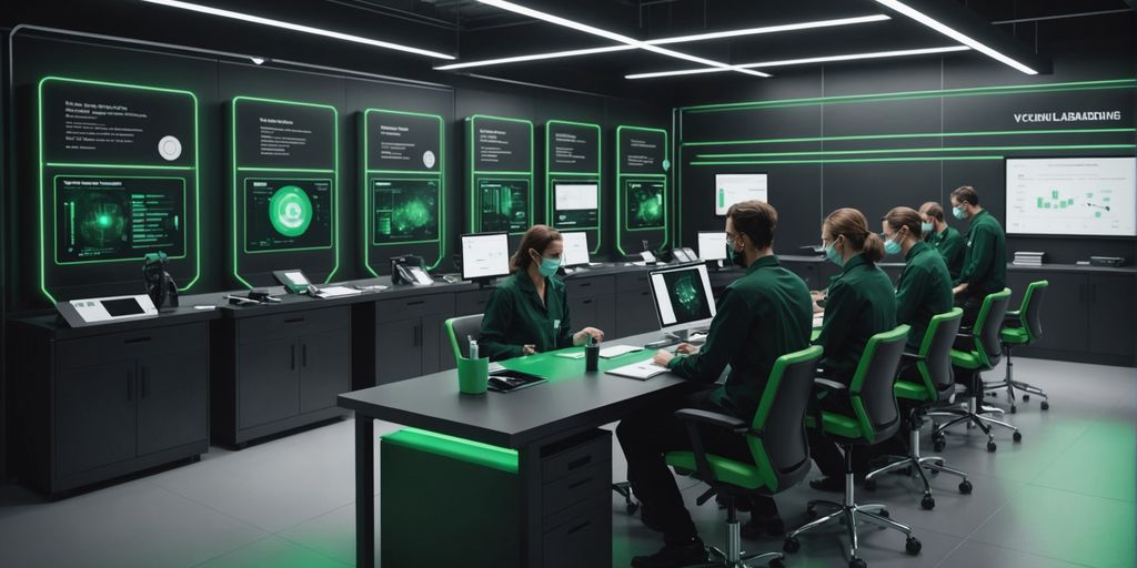 Digital onboarding in vaccine industry, black and green tones.