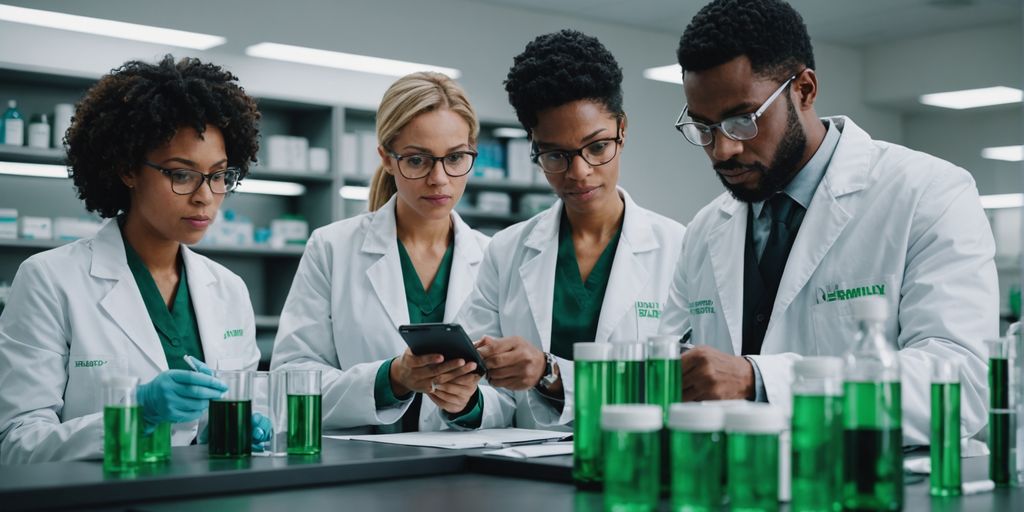 Professionals in a lab using digital onboarding tools