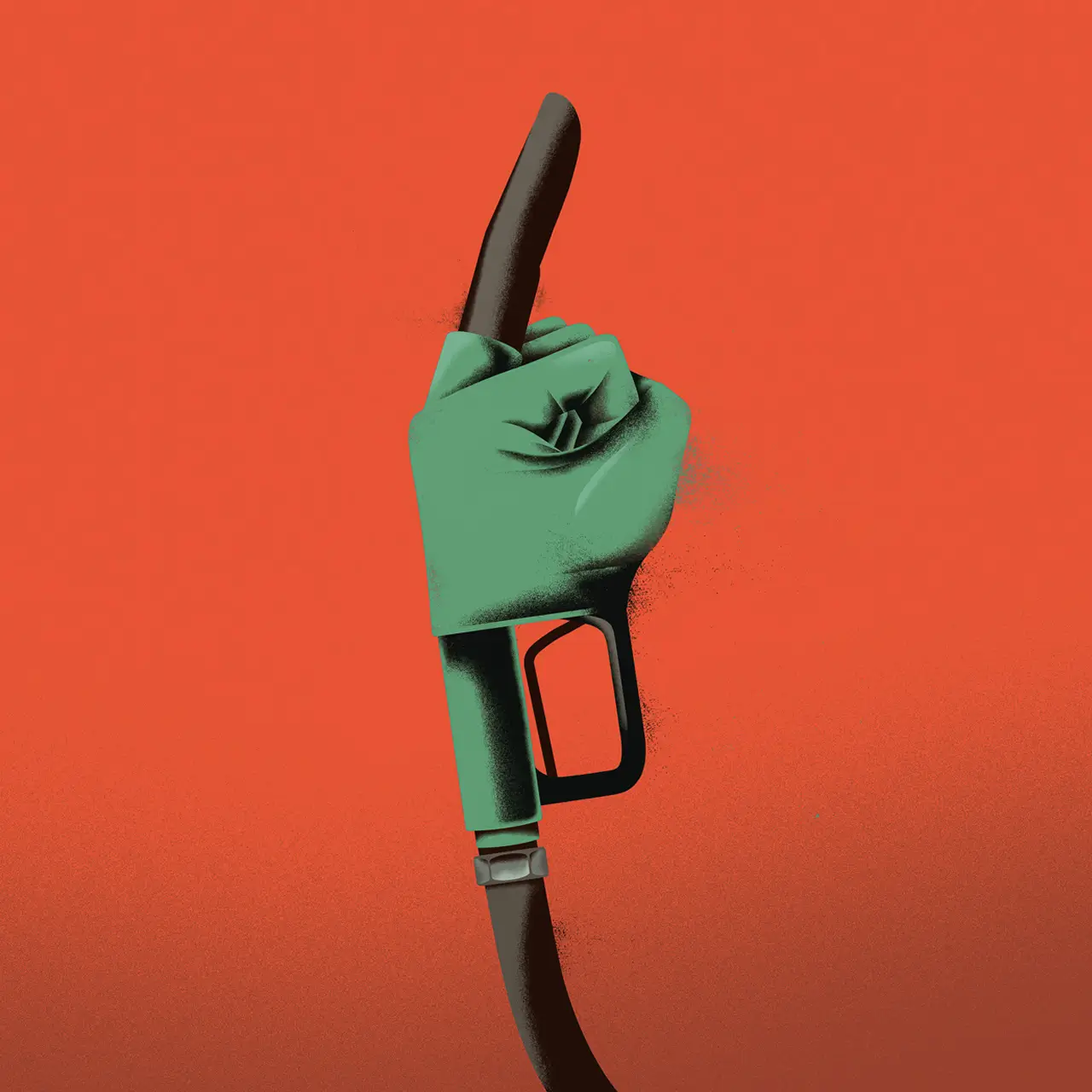 Illustration eines erhobenen Mittelfingers in Form einer Zapfpistole