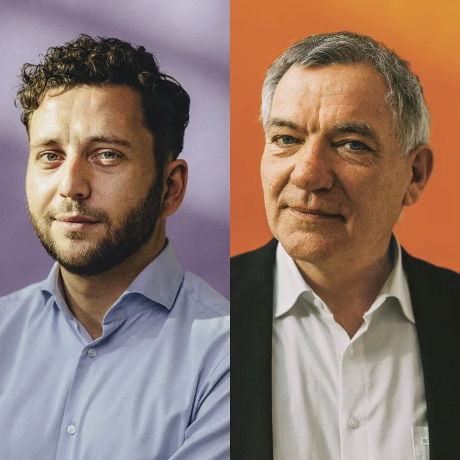 Portrait von Felix Banaszak (links) und Jan van Aken