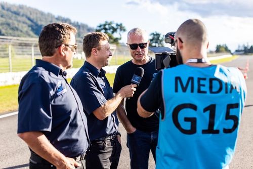 Behind the scenes filming super sprint broadcast content