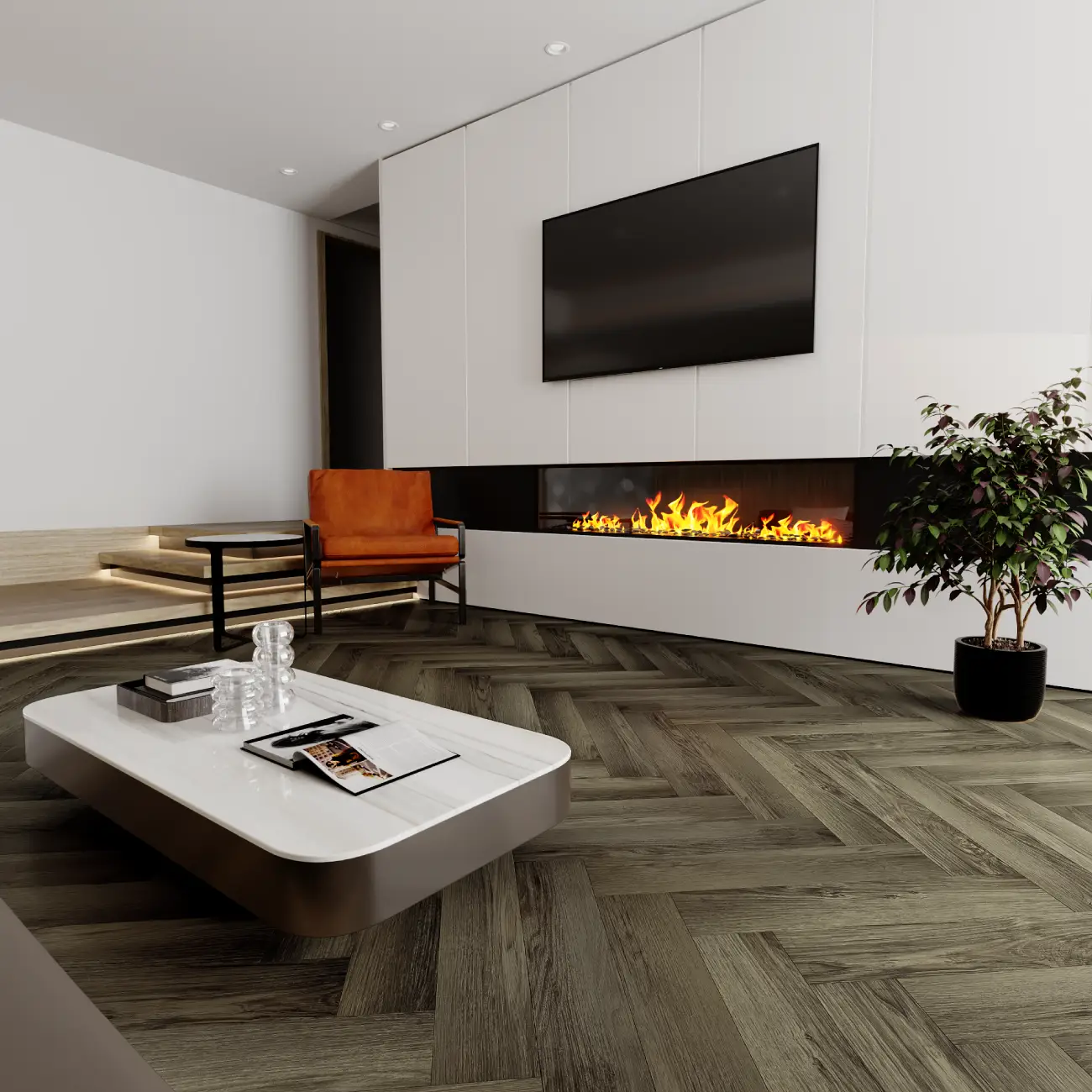 Living room with finished light oak engineered timber flooring, featuring smooth golden tones and natural wood grain, enhancing the space with a warm and modern look.