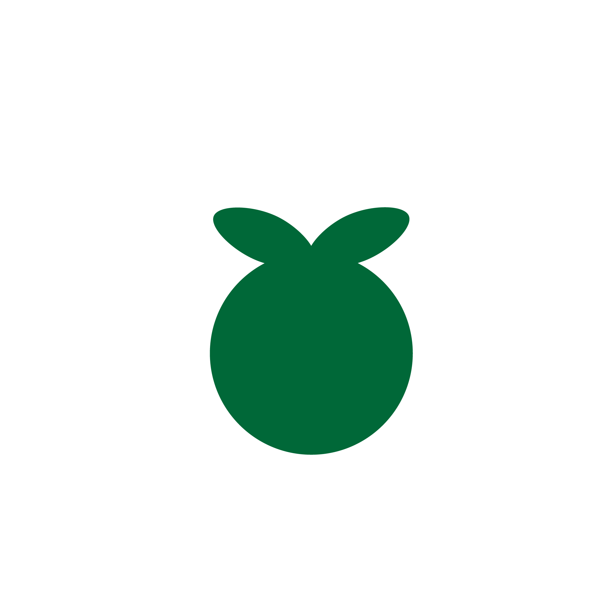 Green circle with two leaf-like shapes on top forming a simple stylized plant or seedling icon.