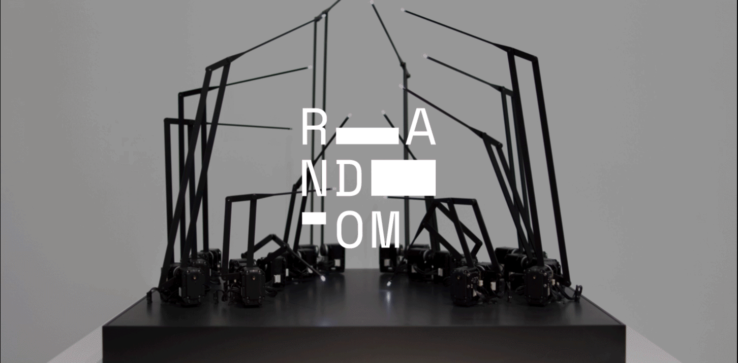 GIF of the logo on different images of the projects from the art studio Random International.