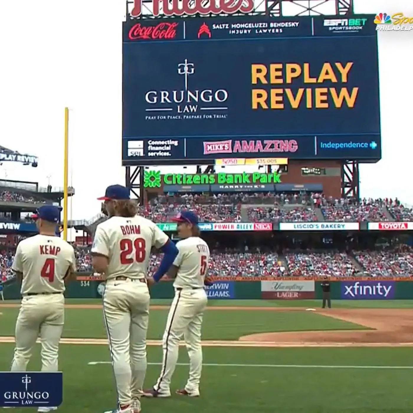 Grungo Law replay review sponsorship at Citizens Bank Park