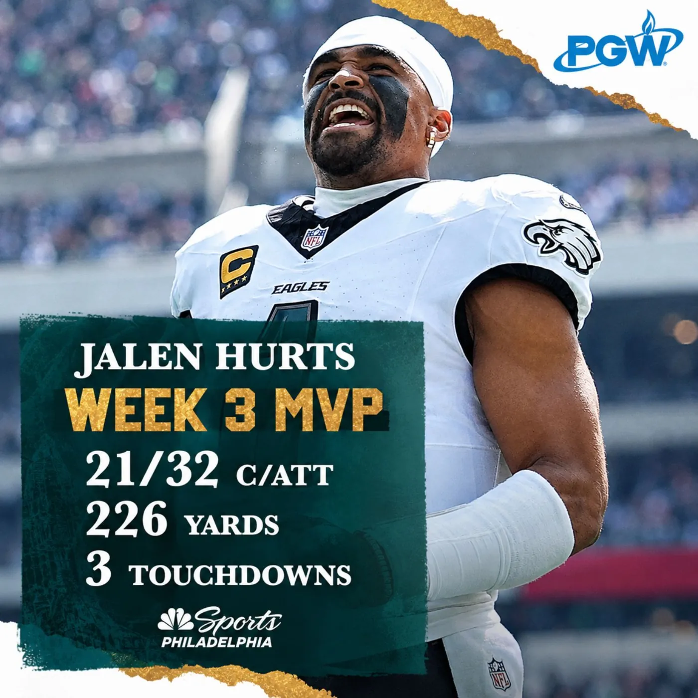 Jalen Hurts Week 3 MVP graphic for NBC Sports Philadelphia