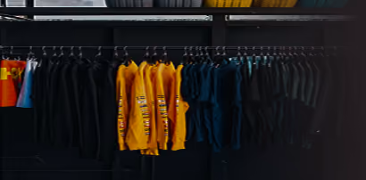 Rack of colorful jackets in a store