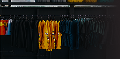 Rack of colorful jackets in a store
