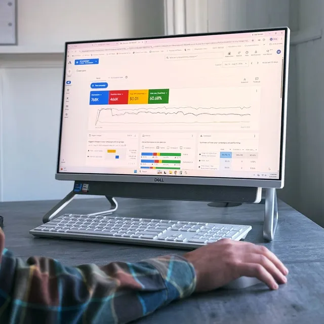 Google Ads dashboard on a desktop monitor