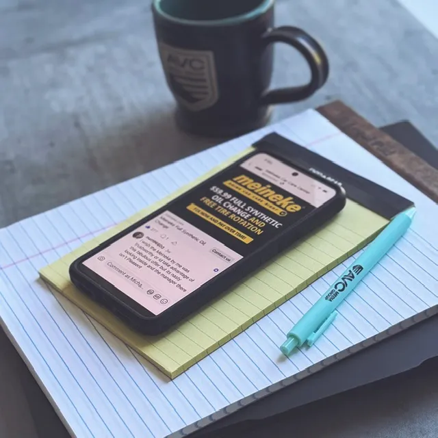 Meineke paid social ad on a phone