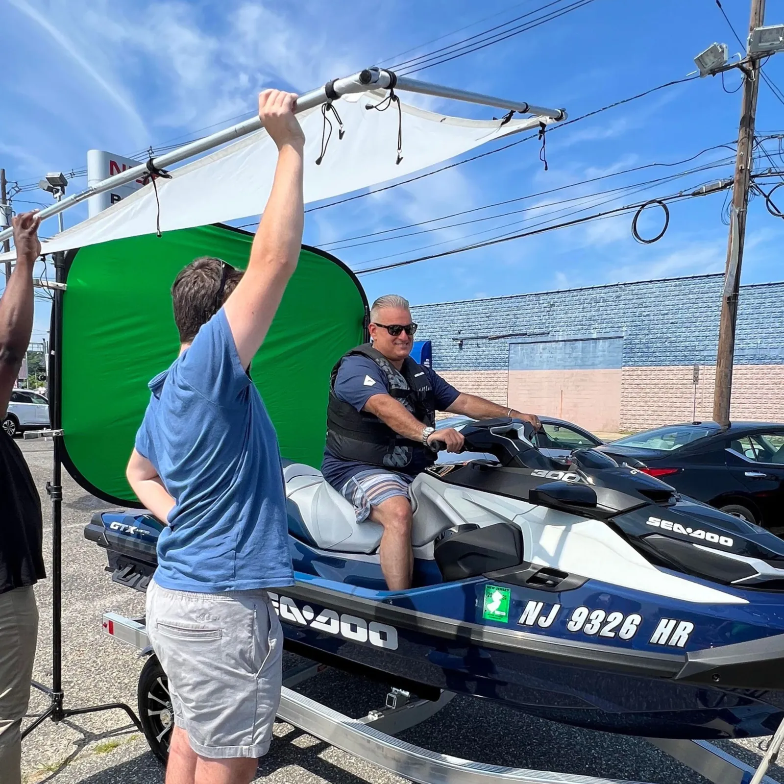 AVC crew filming a commercial with a jet ski