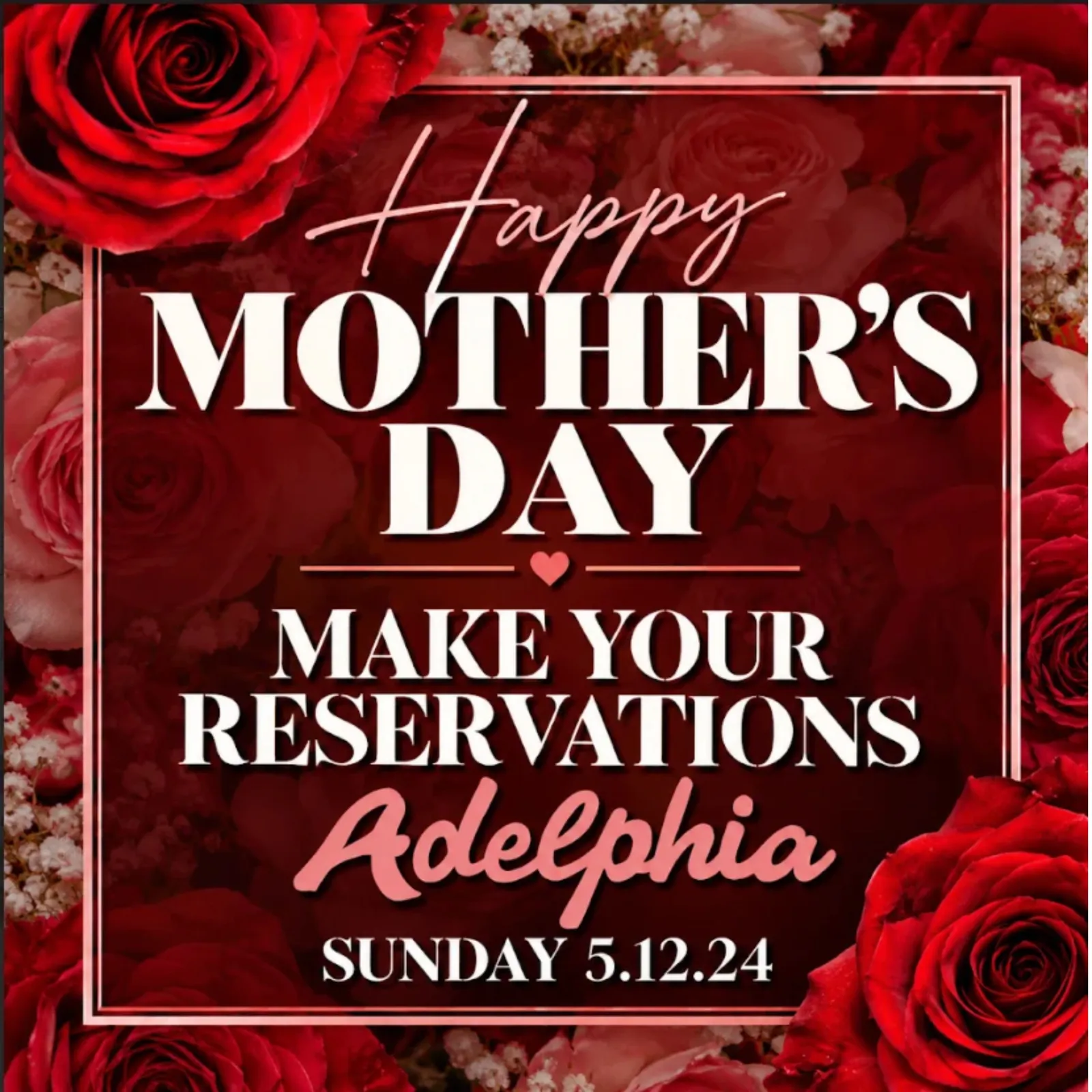 Adelphia Mother's Day reservations ad