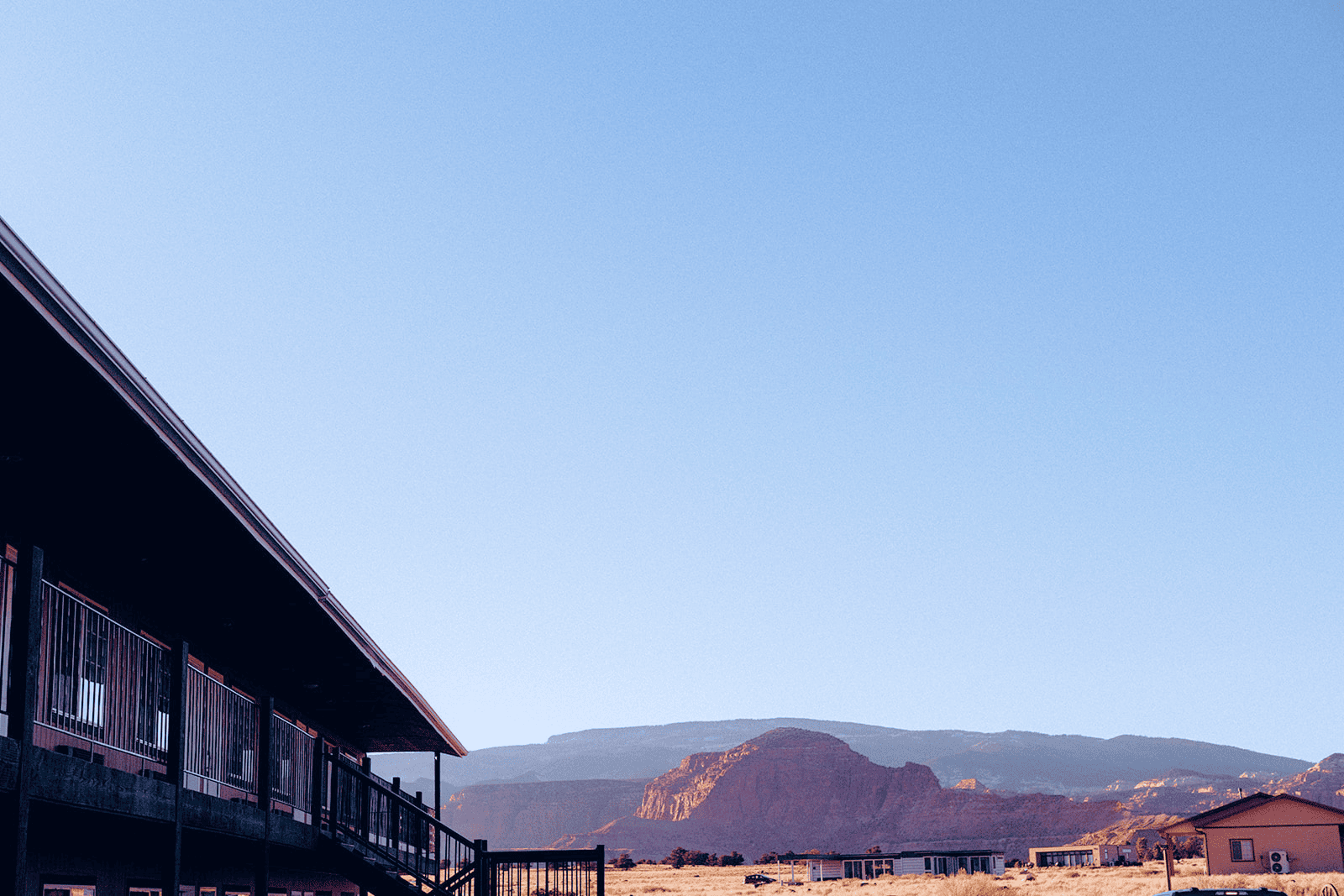 The Landing Hotel durring on a bright day.