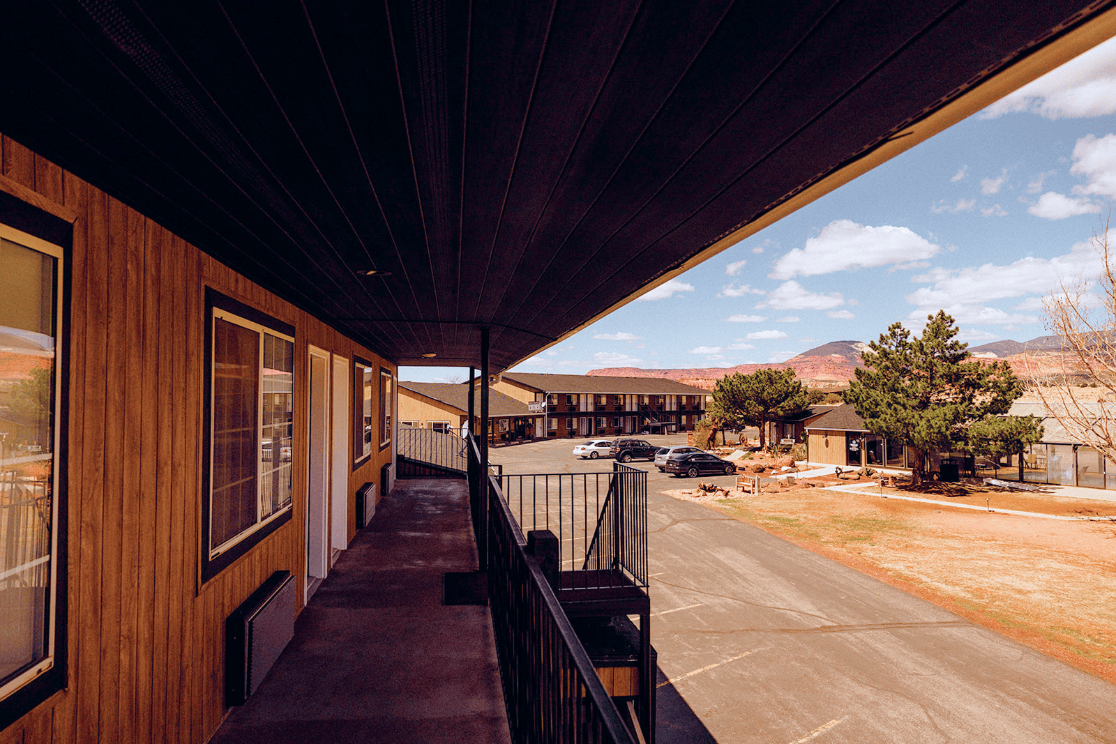 The Landing Hotel durring on a bright day.