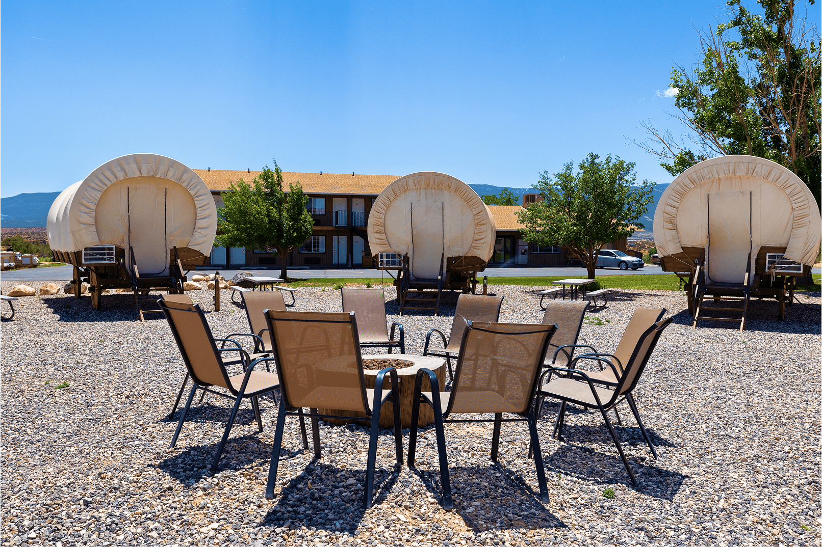 Scenic wagon campground in Torrey Utah at Broken Spur Inn & Steakhouse