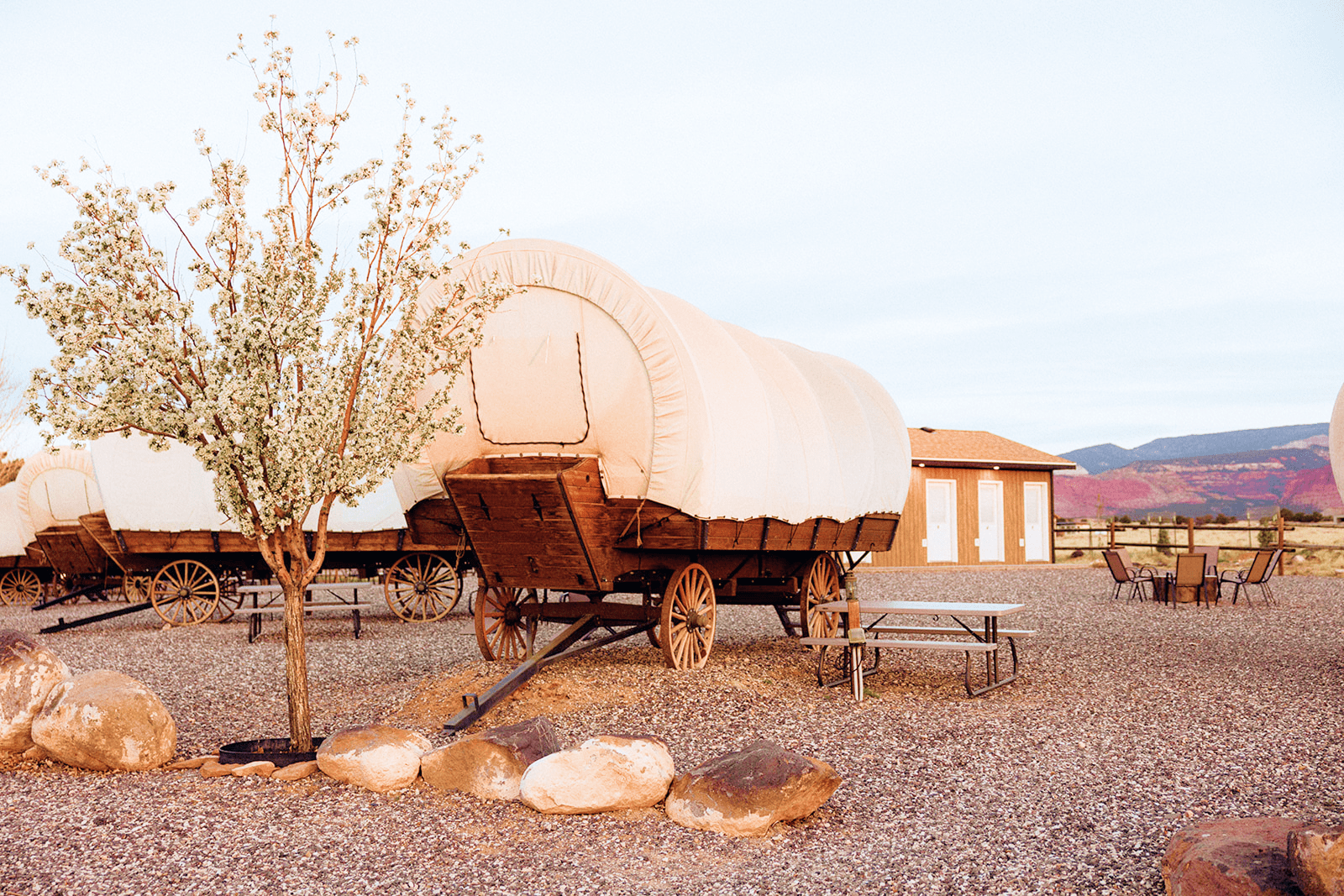 Scenic wagon campground at Broken Spur Inn & Steakhouse in Torrey Utah