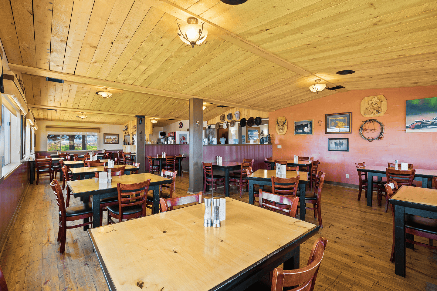 Cozy steakhouse dining space at Broken Spur Inn & Steakhouse near Capitol Reef