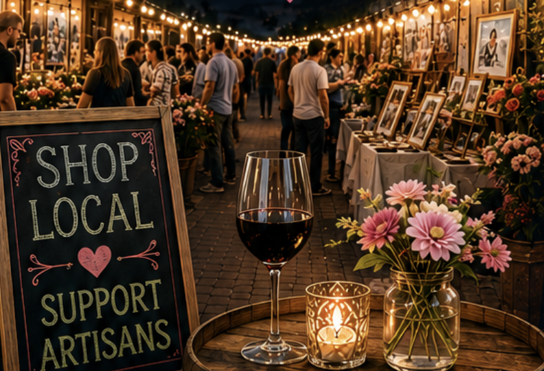 Sip, shop & support local artisans! Wine & charcuterie served with a live violinist. Over 70 indoor vendors / 15 outdoor vendors. 