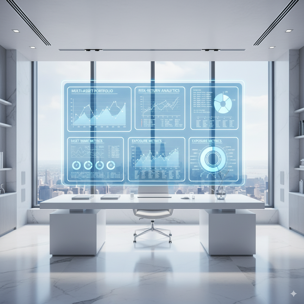 Executives in modern boardroom analyzing AI-powered portfolio dashboards — representing Priviont’s AI solutions for smarter portfolio oversight