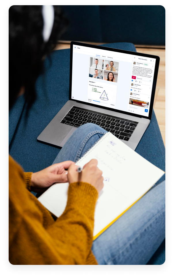 Depiction of a student's online view of Acadly class activities