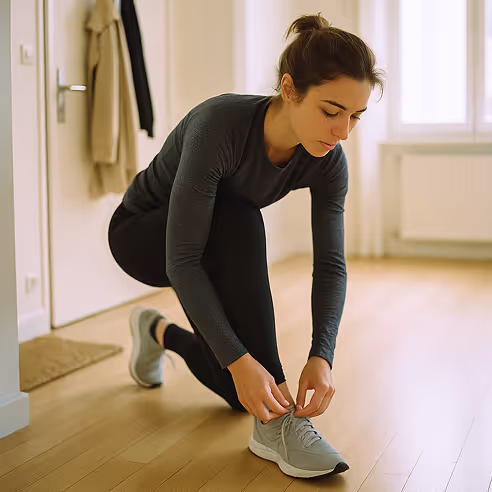 Sportif prépare sa course