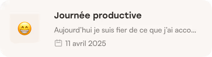 Écran app journée productive