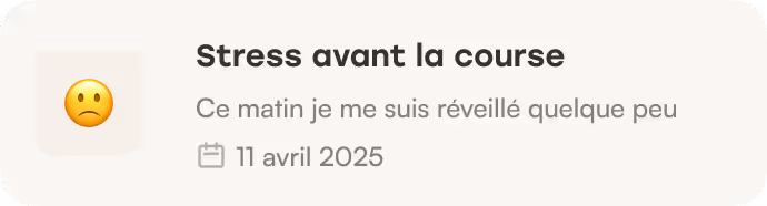 Écran app stress avant la course
