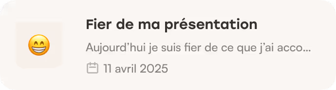Écran app fier de ma présentation